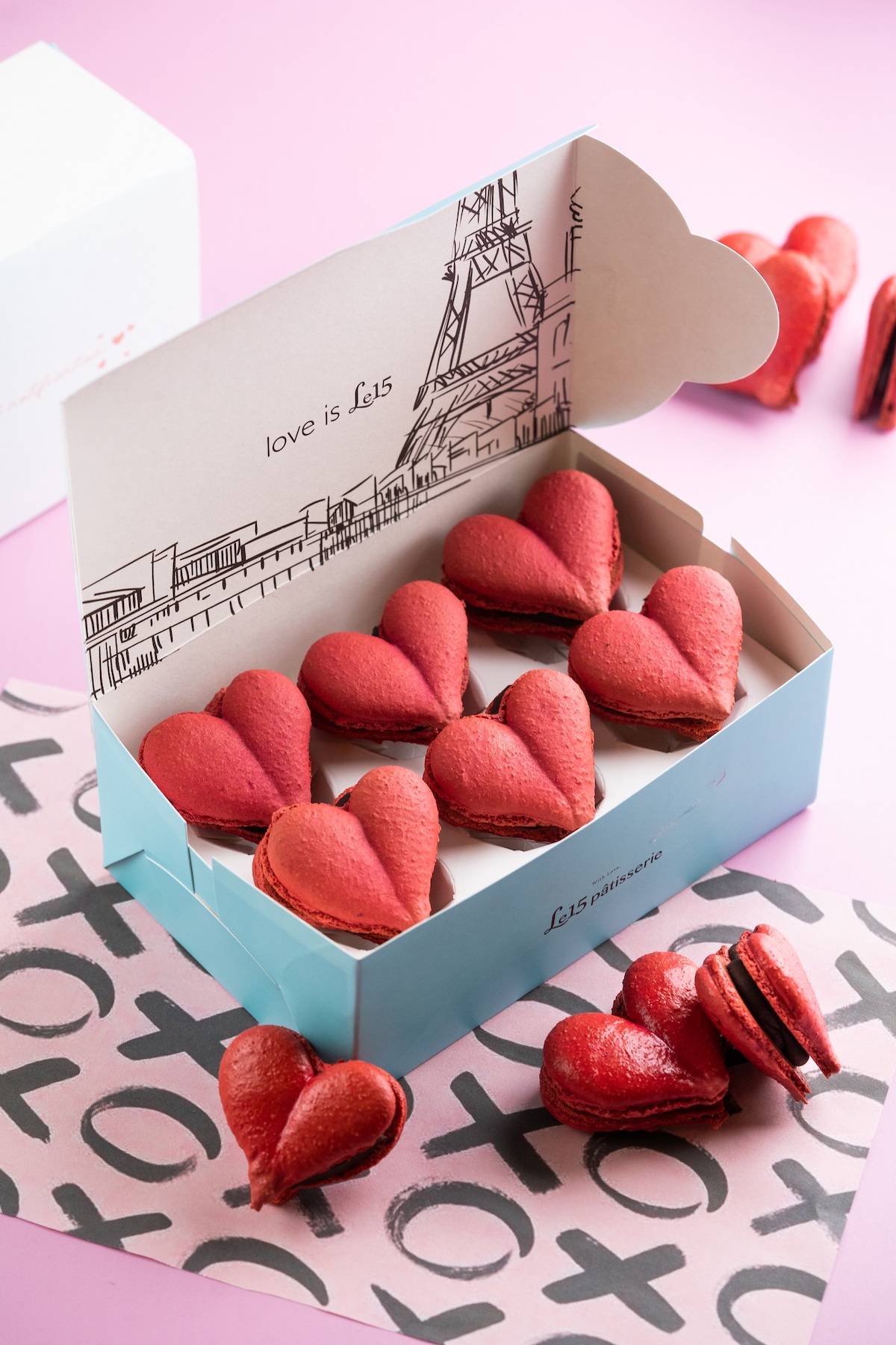 All Hearts Macaron Box of 6 by Le15 Patisserie